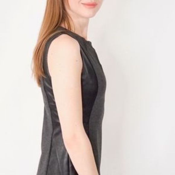 NYDJ Charcoal Pencil Sheath Dress Leather Trim NWT - Picture 7 of 7